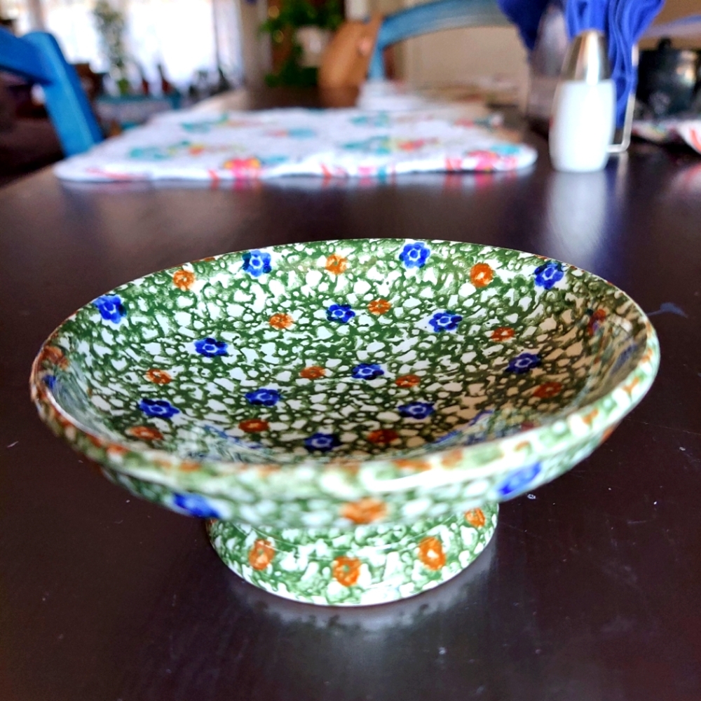 Tiny raised trinket dish vintage floral